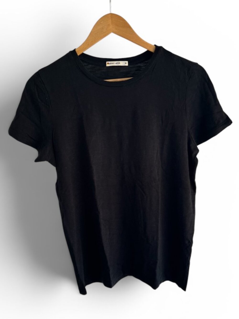 Marine Layer Cotton Blend Swing Tee in Black, Size Medium